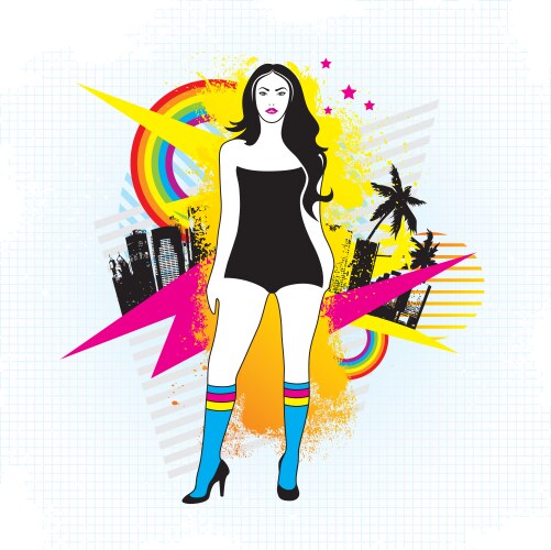 Neon retro girl vector image