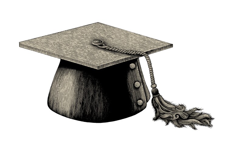 Vintage Graduation Hat Sketch Vector Image