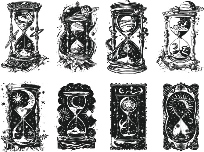 Astrological Hourglass Tattoo Vector Image