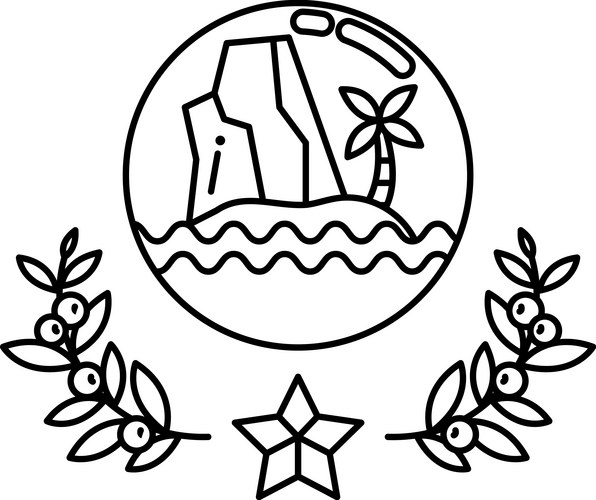 Black and White Beach Rock Drawing Vector Image