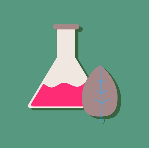 Flat icon design collection lab flask with leaf vector image