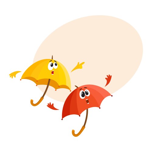 Two umbrella characters - pointing to something vector image