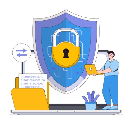 Data encryption concept with characters secure vector image
