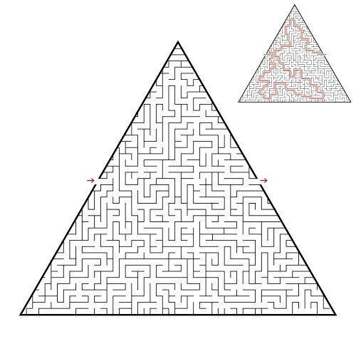 Difficult triangular labyrinth game for kids vector image