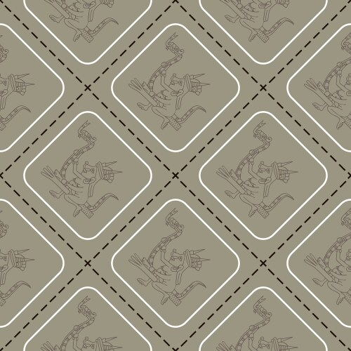Seamless pattern with symbols from aztec codices vektorbild