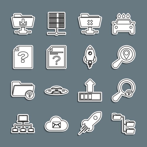 Set line folder tree unknown search vector image
