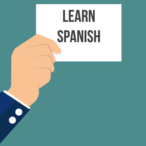 Man showing paper learn spanish text vector image