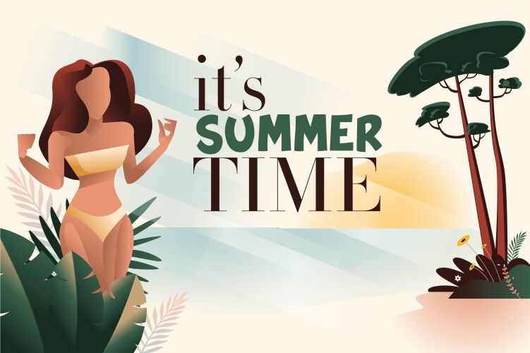 Summer time banner vector image