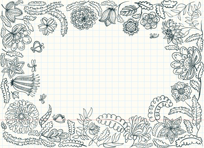 Doodle floral frame Royalty Free Vector Image - VectorStock