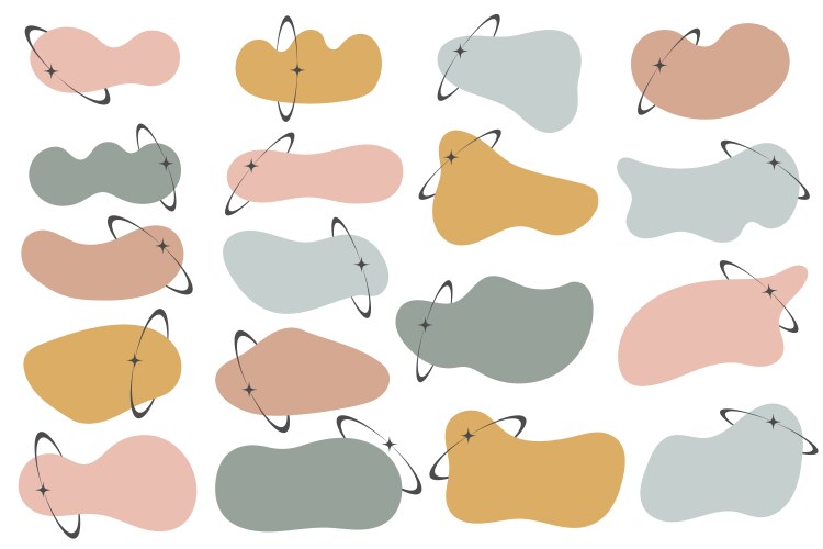 Irregular organic y2k blobs set with orbits vector image