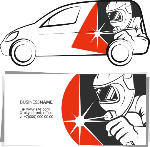 Welder wearing welding helmet pose in badge Vector Image