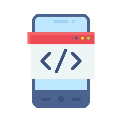 Coding app icon mobile application vector image
