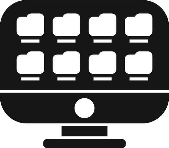 Computer monitor displaying file folders icon vector image