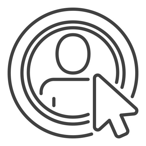 Mouse click on man in circle cursor concept vector image
