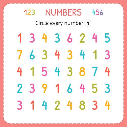 Circle Numbers for Kids - Number Practice Vector Image