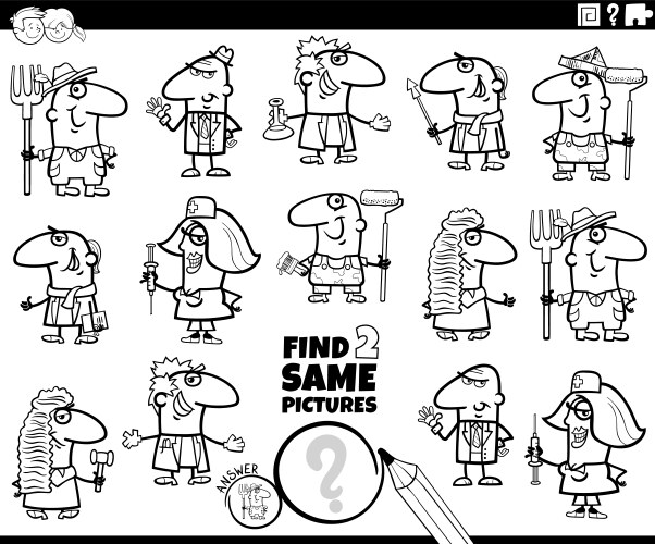 find two same occupations game coloring page vector image vector image