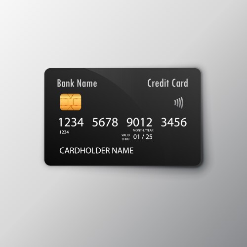 Realistic Glossy Black Credit Card Mockup Vector Image