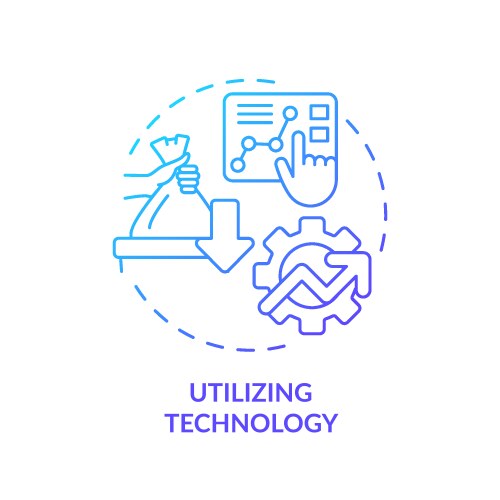 2d thin line gradient icon utilizing technology vector image