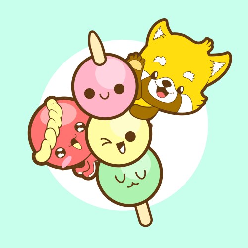 Japan cute dango red panda and octopus Vector Image