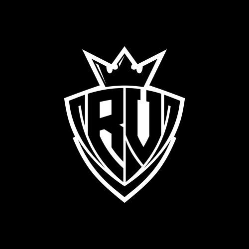 Rv letter monogram with triangle curve shield Vector Image