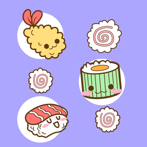 Japan cute sushi tempura doodle Vector Image