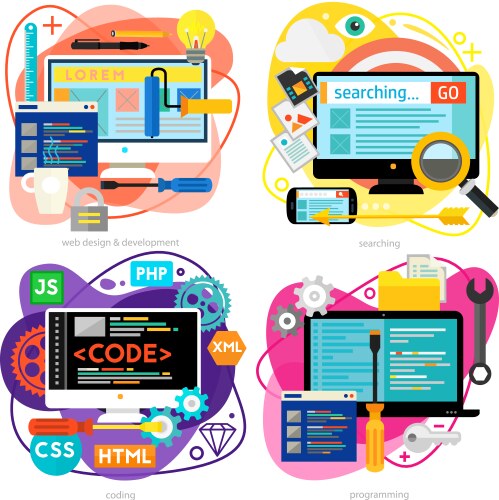 Programming development analytics and coding vector image