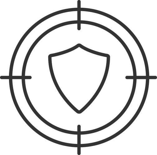Aim on shield linear icon vector image
