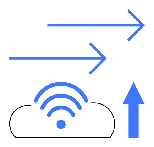 Cloud data upload concept with arrows and wireless vector image