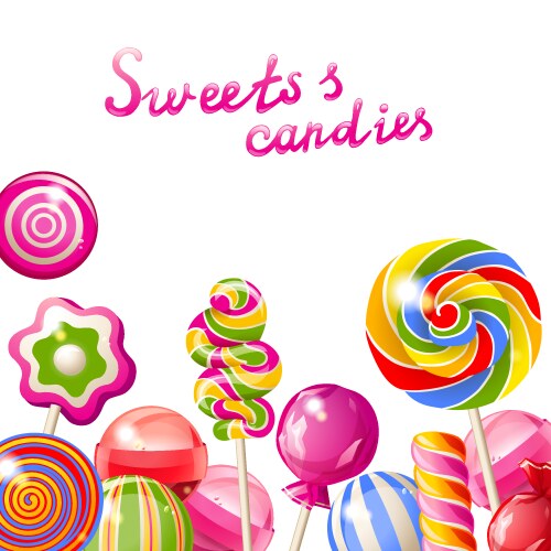 Candys sweets lollipops background Royalty Free Vector Image