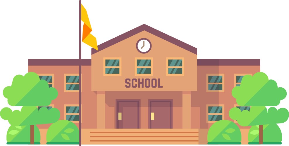 School cartoon facade city building front vector image