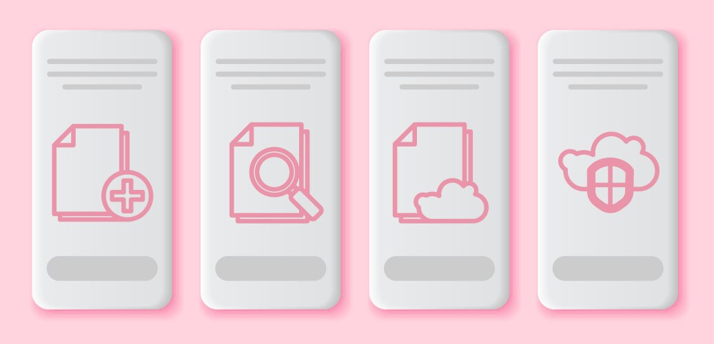 Set line add new file document with search cloud vektorbild