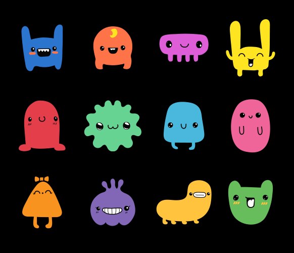 Adorable Monster Doodle Set Vector Image
