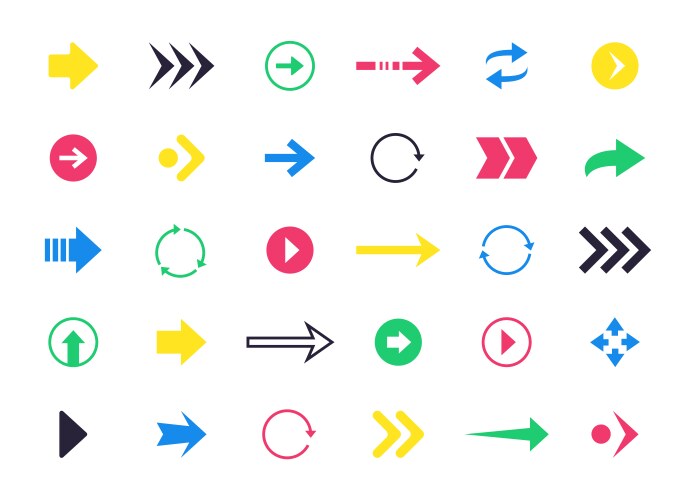 colorful arrow icons interface navigation vector image