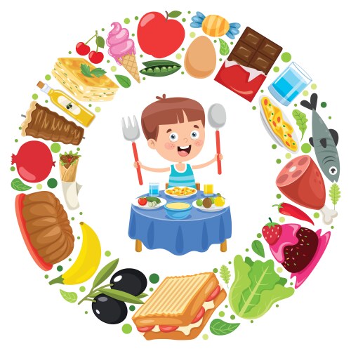 kid eating food vector image