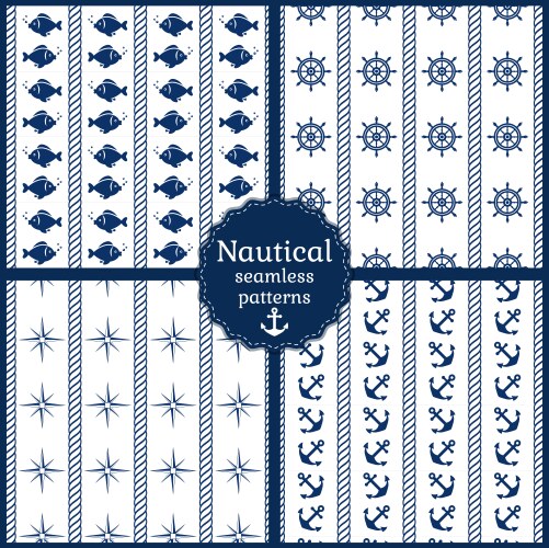 Nautical seamless patterns yacht style design Vector Image