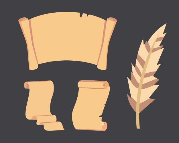 Old paper scroll set retro document script vector image