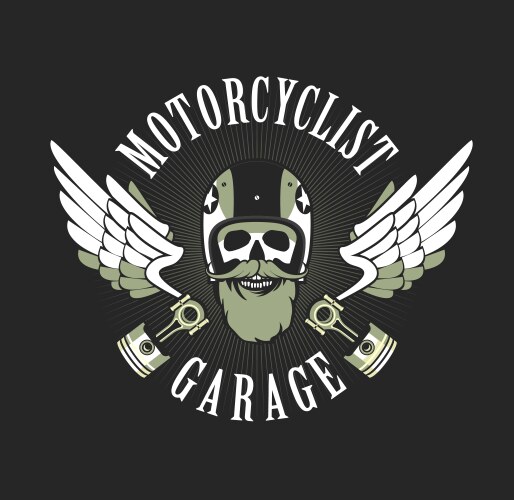Retro Motorcycle Skull Emblem Vector Image