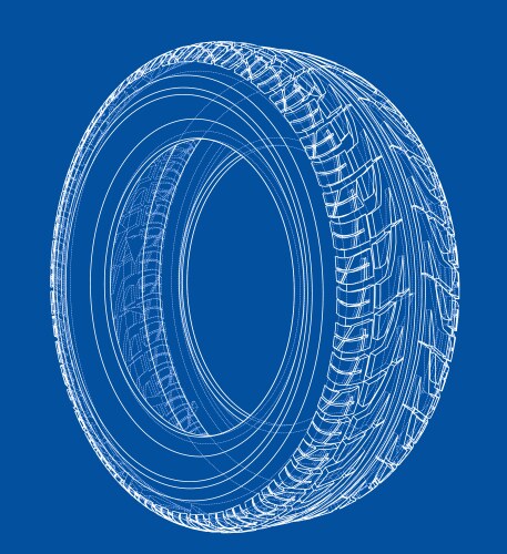 car tire concept rendering of 3d vector image