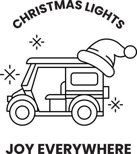 Christmas Car with Santa Hat Vector Image