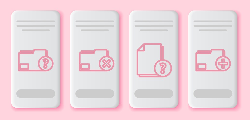 Set line unknown document folder delete vector image