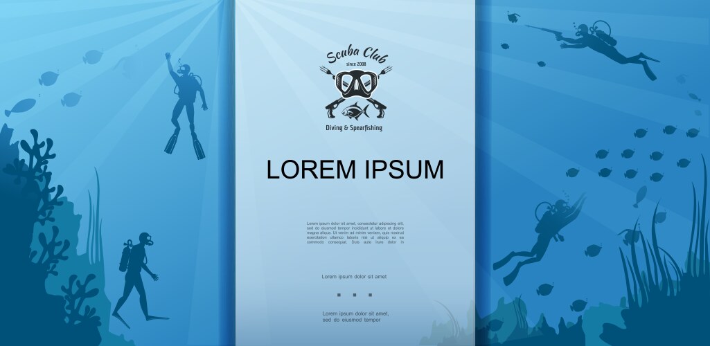 Colorful scuba diving template vector image