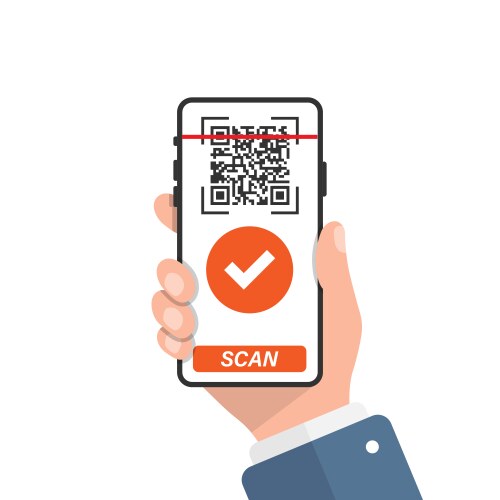 Qr code scan in flat style mobile phone scanning vector image