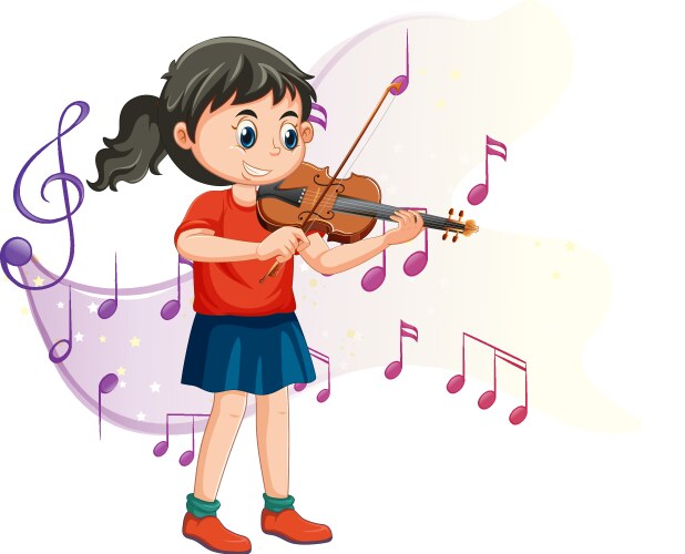 a girl playing violin cartoon vector