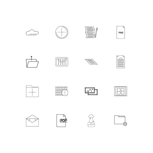 Files and folders sign linear thin icons set vector image