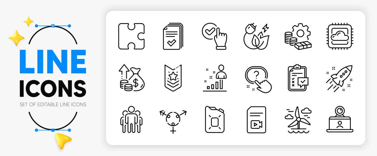 Handout puzzle and checkbox line icons for web vector image