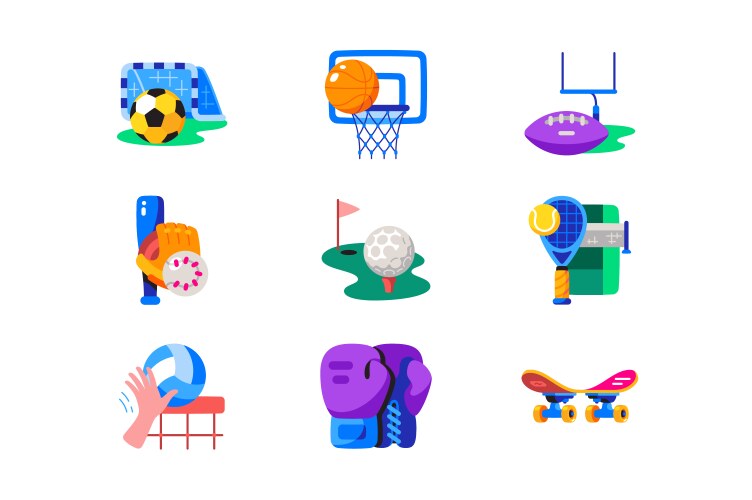 sports disciplines icons set vector