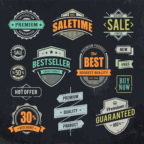 sale retro labels vector image vector image