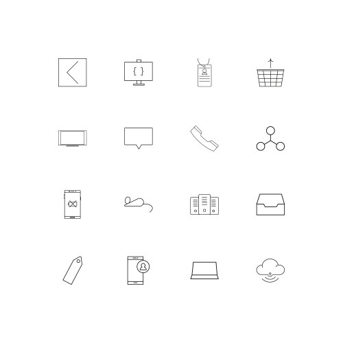 Internet technologies linear thin icons set vector image