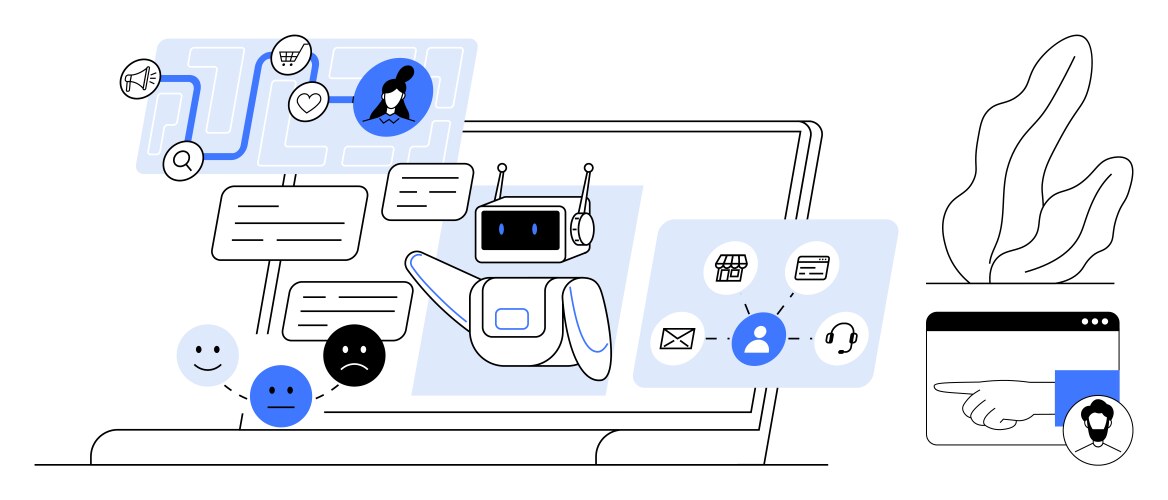 Ai chatbot assisting users via messages managing vector image