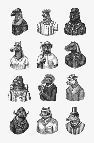 Animal Characters - Astronaut & Wildlife Vector Image